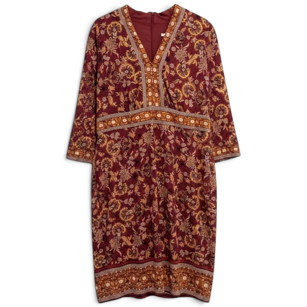 London Style Collection Floral Midi Dress Women 18 Boho Office Fall Fashion